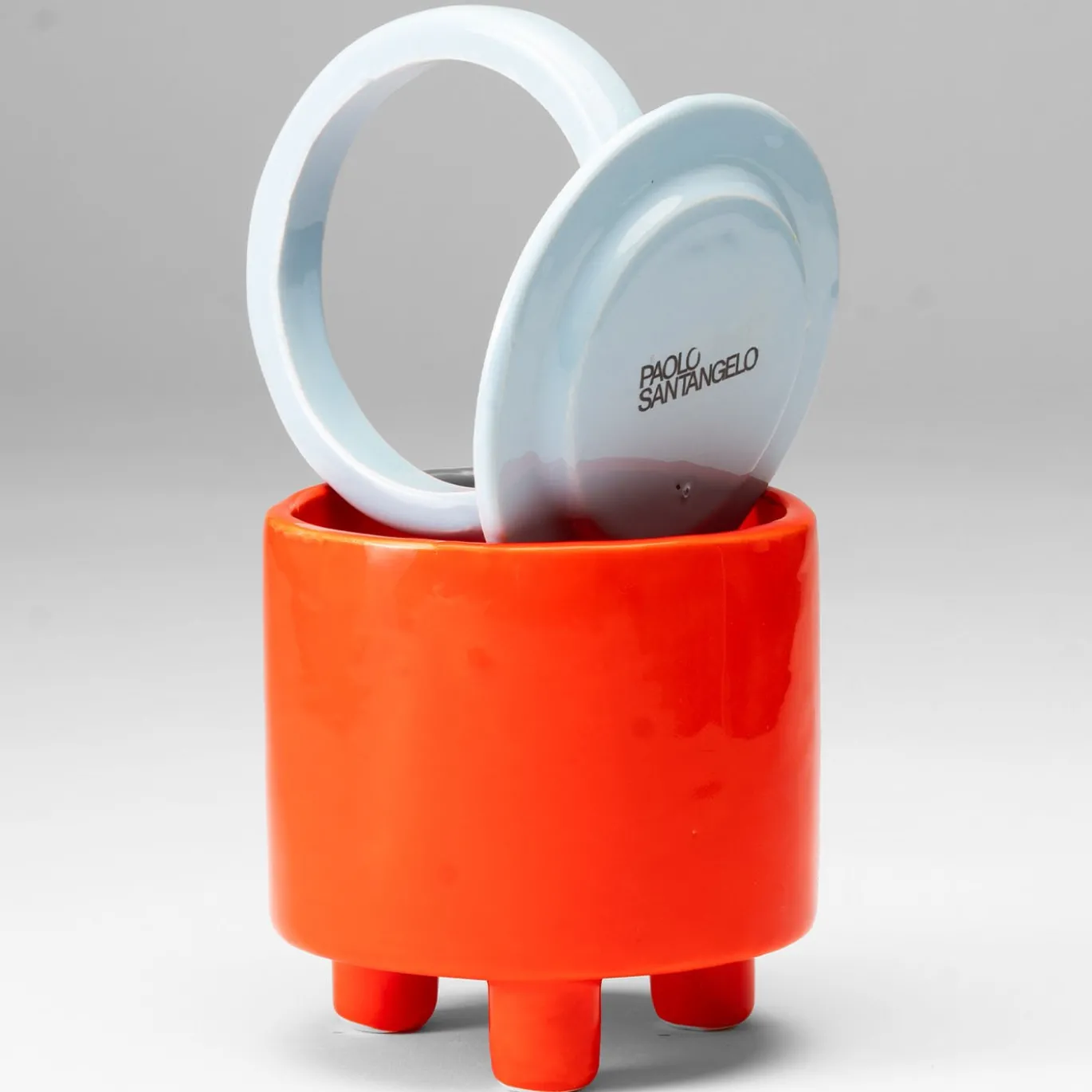 Vaso in ceramica arancione e azzurro Omotetia Stabilo