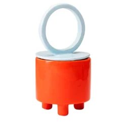 Vaso in ceramica arancione e azzurro Omotetia Stabilo