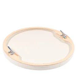 Vassoio chic rotondo in pelle beige
