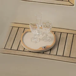 Vassoio chic rotondo in pelle beige