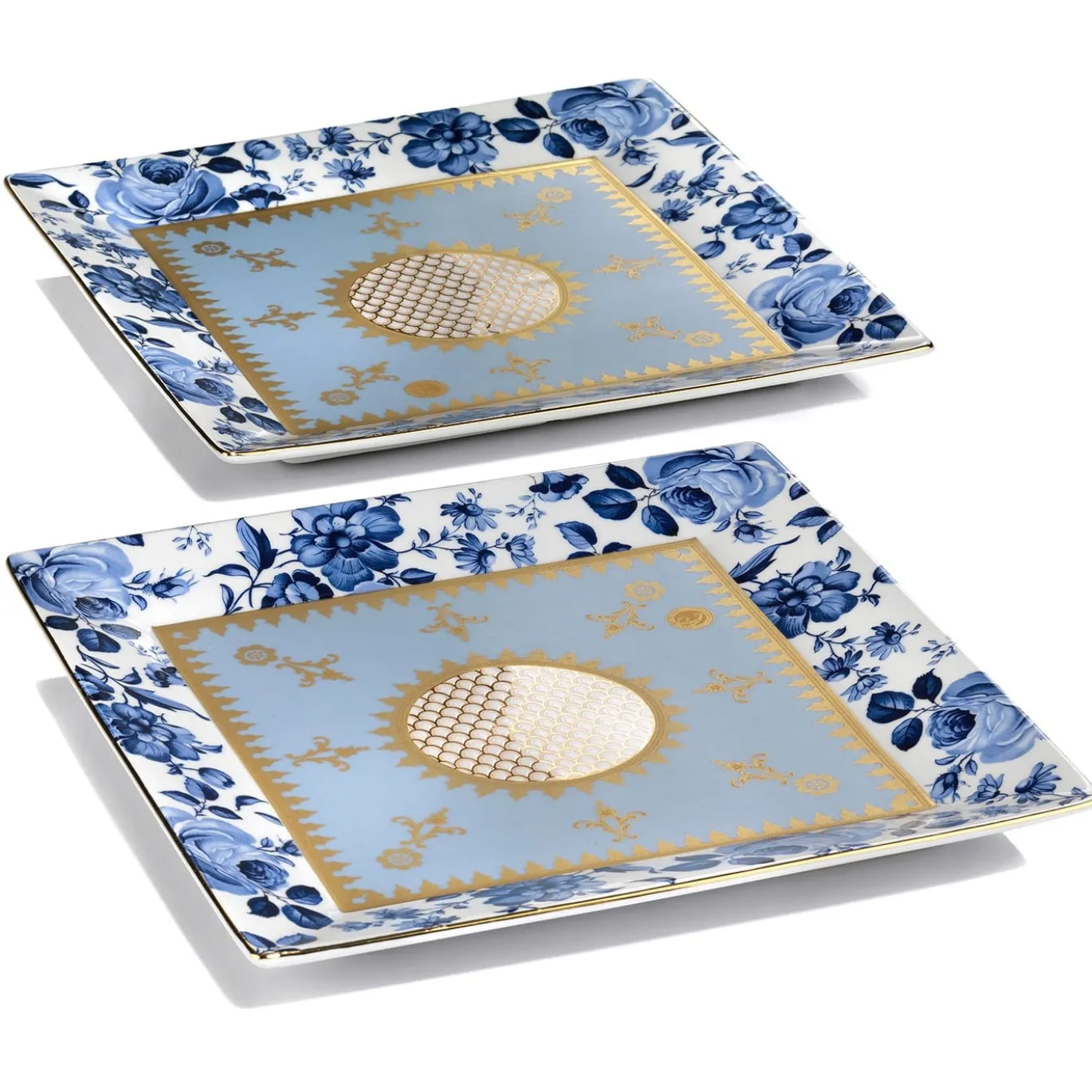 VASSOIO CON ROSE BLU