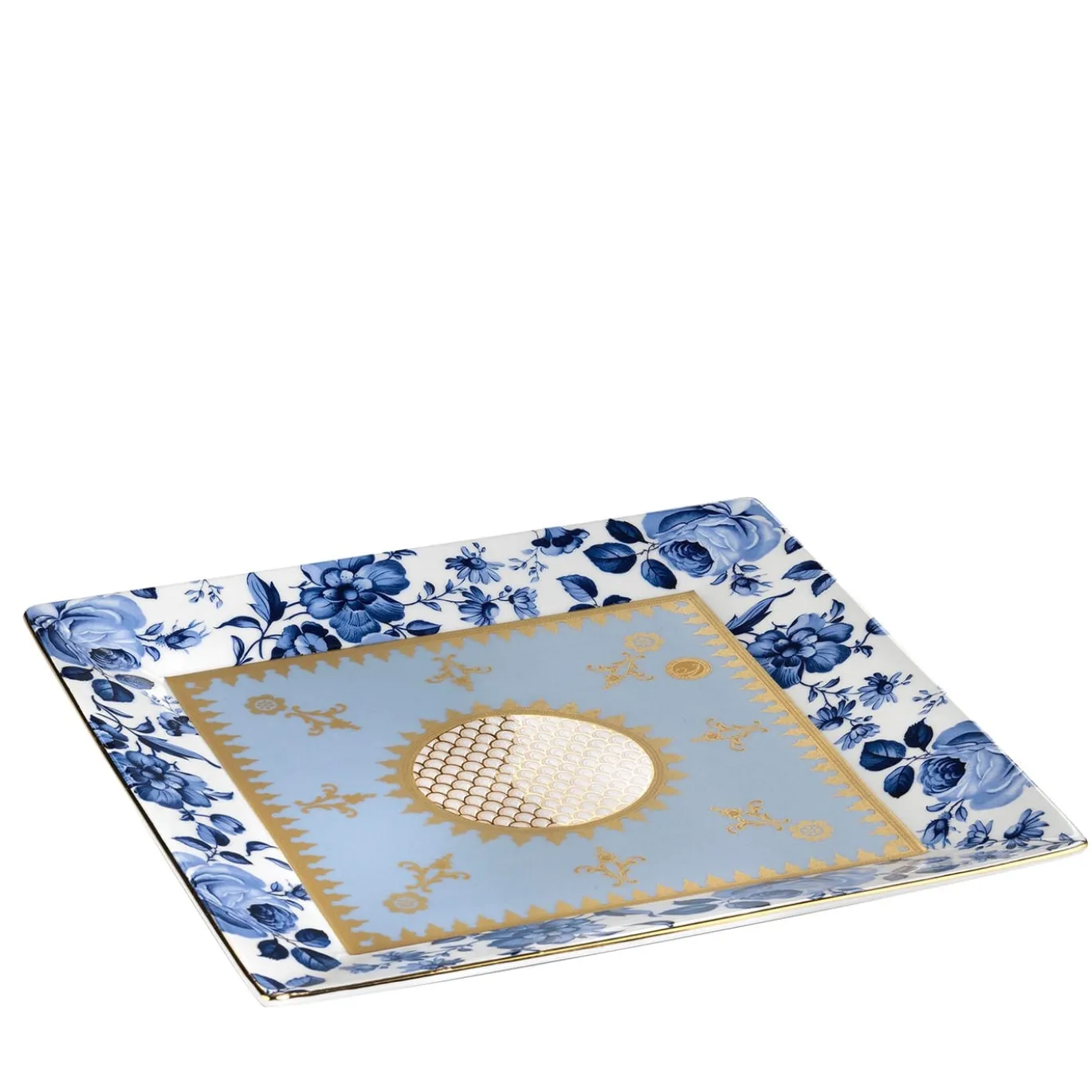 VASSOIO CON ROSE BLU