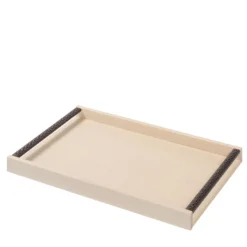 Vassoio Dama medio beige in legno di frassino e pelle