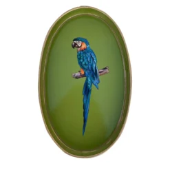 Vassoio in ferro dipinto a mano verde chiaro Fauna