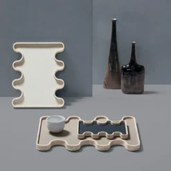 Vassoio in marmo beige Ossicle
