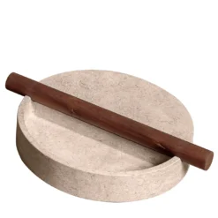 Vassoio in marmo News con manico in legno