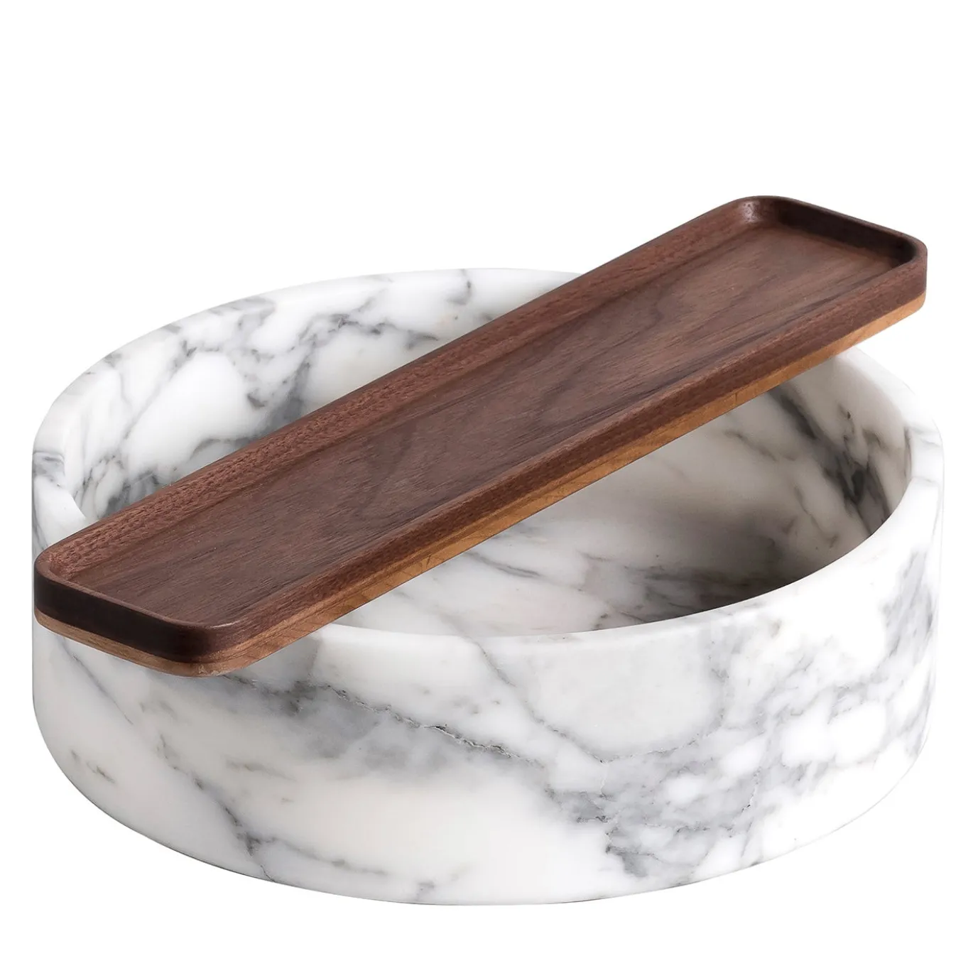 Vassoio in marmo sotterraneo con inserto in legno