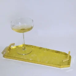 Vassoio in ottone con quarzo giallo