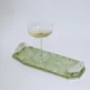 Vassoio in ottone con quarzo verde e ialino
