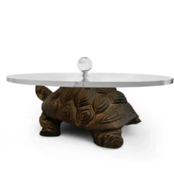 Vassoio Lucky Turtle in Legno con Finitura in Bronzo