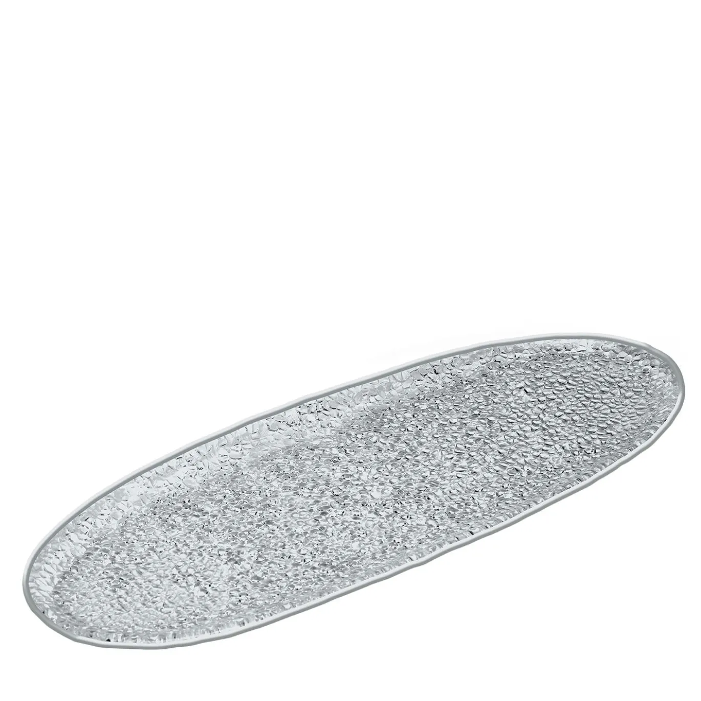 Vassoio Ovale in Vetro Argento Lirica