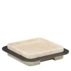 Vassoio quadrato in marmo Lloyd N. 2 con cornice in bronzo