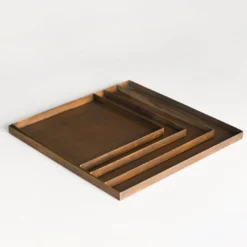 Vassoio quadrato in ottone brunito