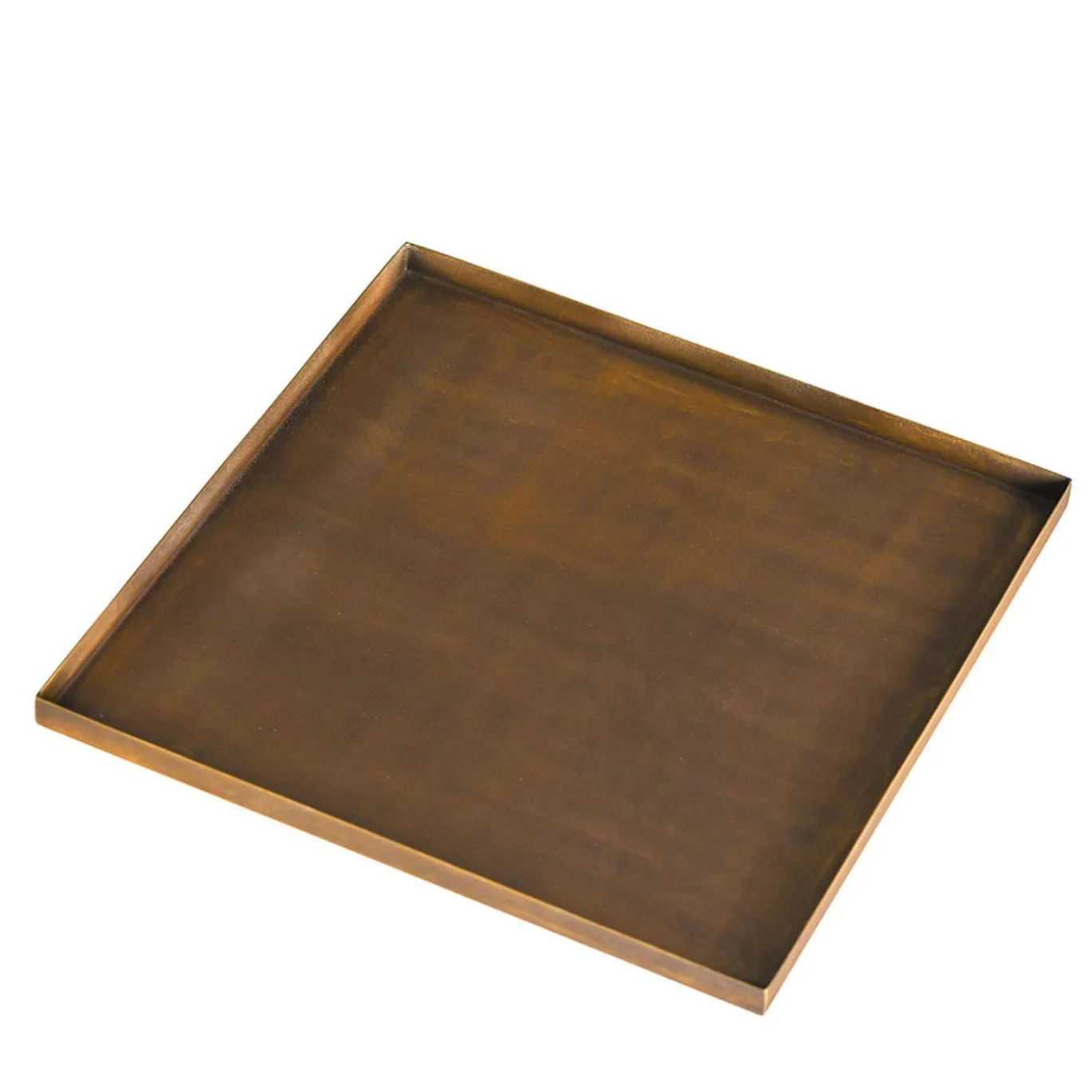 Vassoio quadrato in ottone brunito