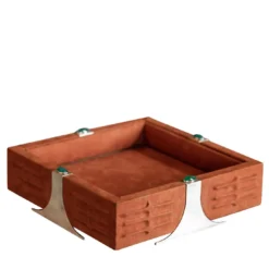 Vassoio Quadrato in Pelle Arancione Raban S