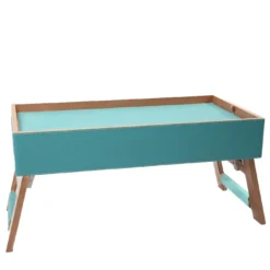 Vassoio rettangolare azzurro per letto