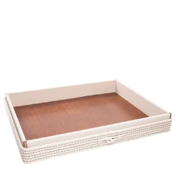 Vassoio rettangolare extra-large in crema con inserti in corda