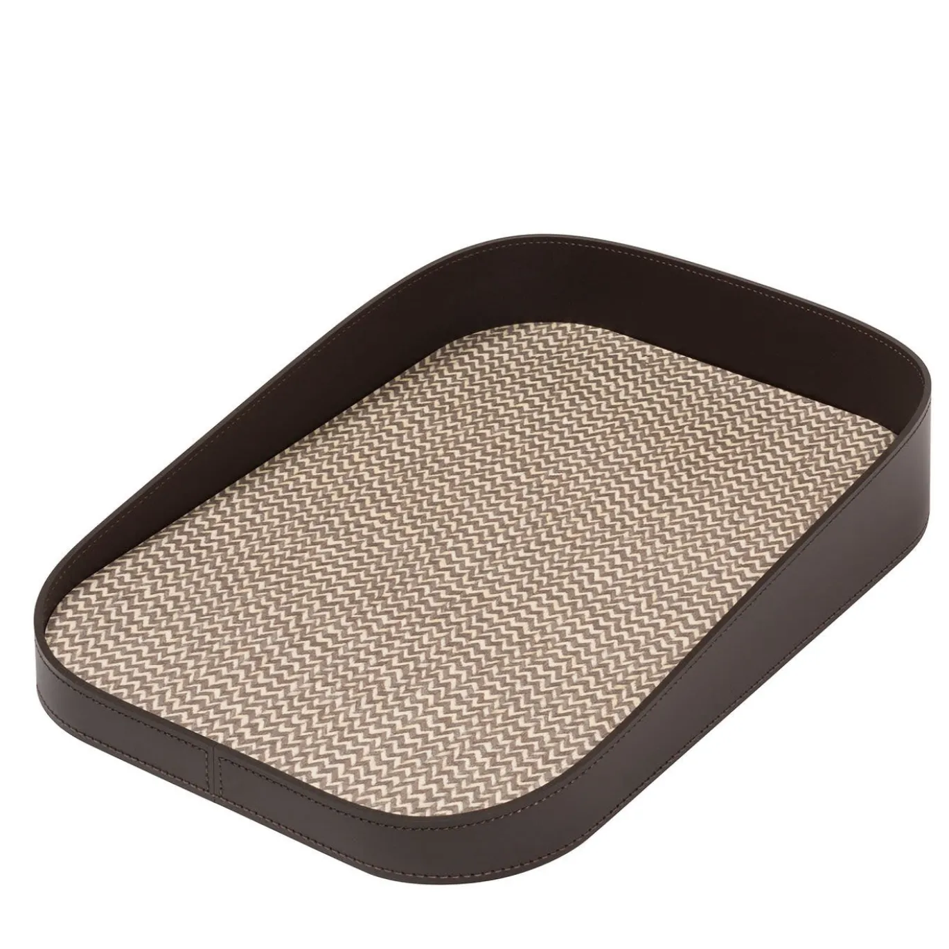 Vassoio rettangolare grande Chevron Brown per valigie