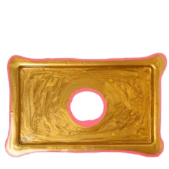 Vassoio rettangolare grande oro e rosa Try di Gaetano Pesce
