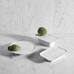 Vassoio Rettangolare in Marmo Bianco Lust