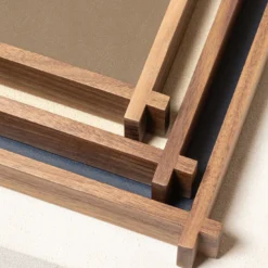 Vassoio rettangolare lungo in pelle e legno Structura Grande #1