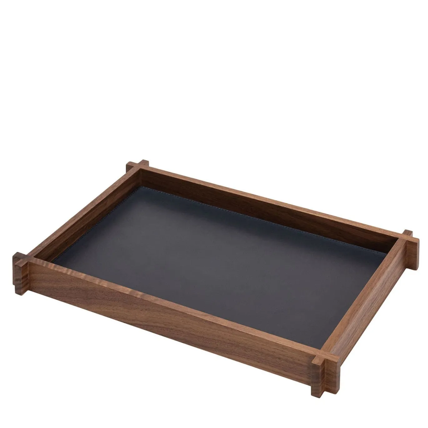 Vassoio rettangolare lungo in pelle e legno Structura Grande #1