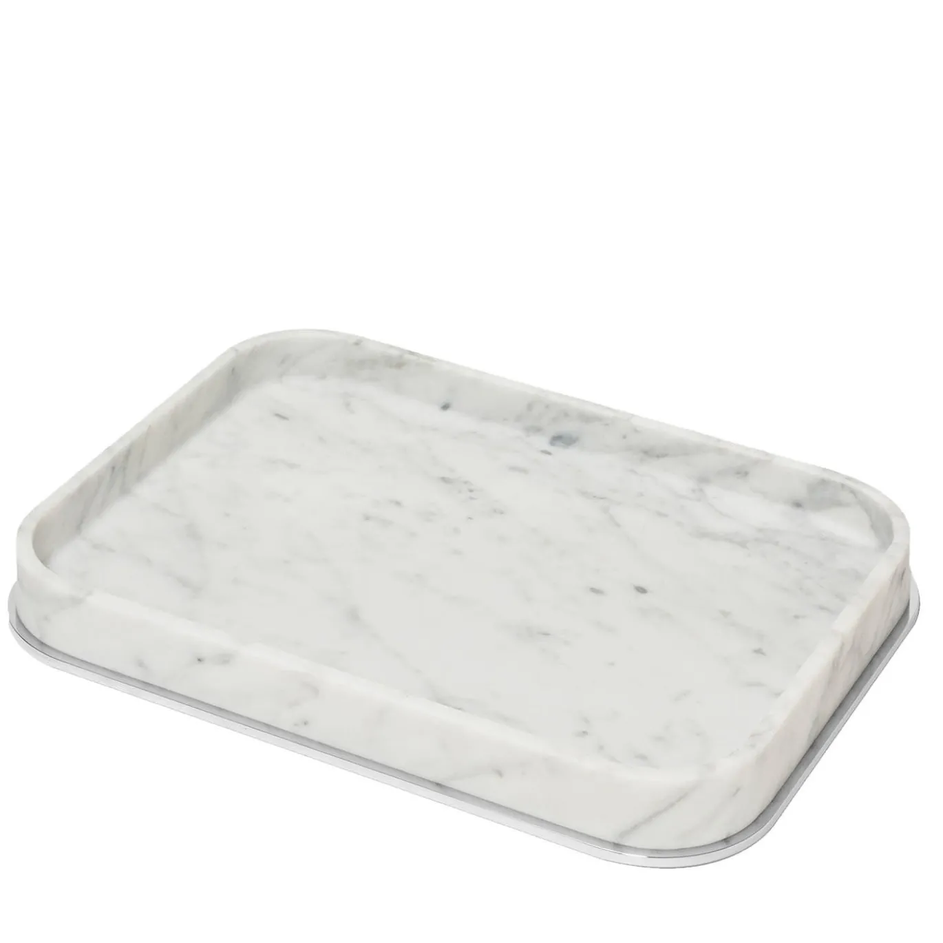 Vassoio rettangolare Polo in marmo bianco grande