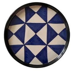 Vassoio rotondo a triangolo blu