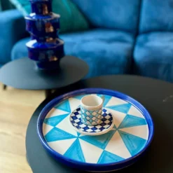 Vassoio rotondo azzurro
