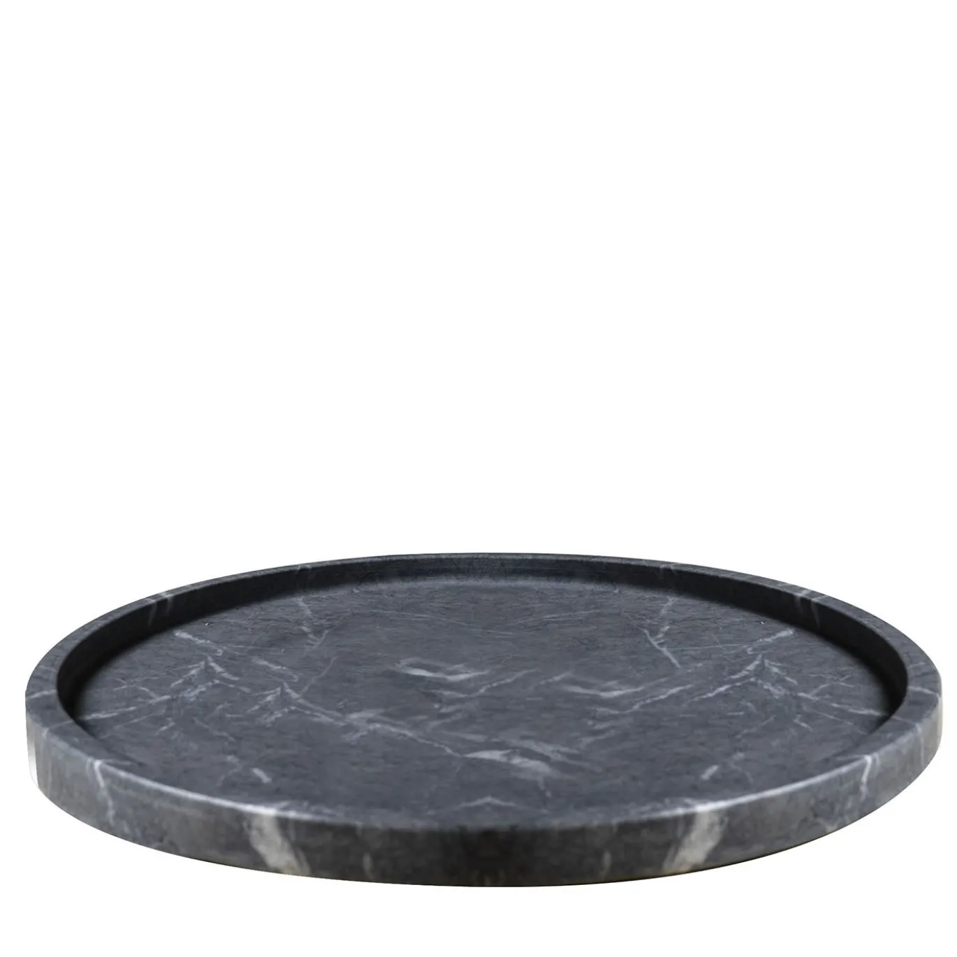 Vassoio rotondo in marmo nero Marquina