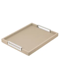 Vassoio Victor Medio in Pelle Beige