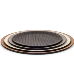 Vassoio Victor tondo in pelle camel