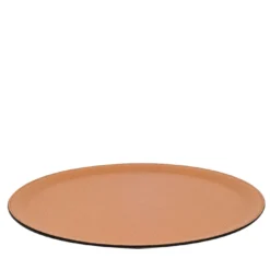 Vassoio Victor tondo in pelle camel