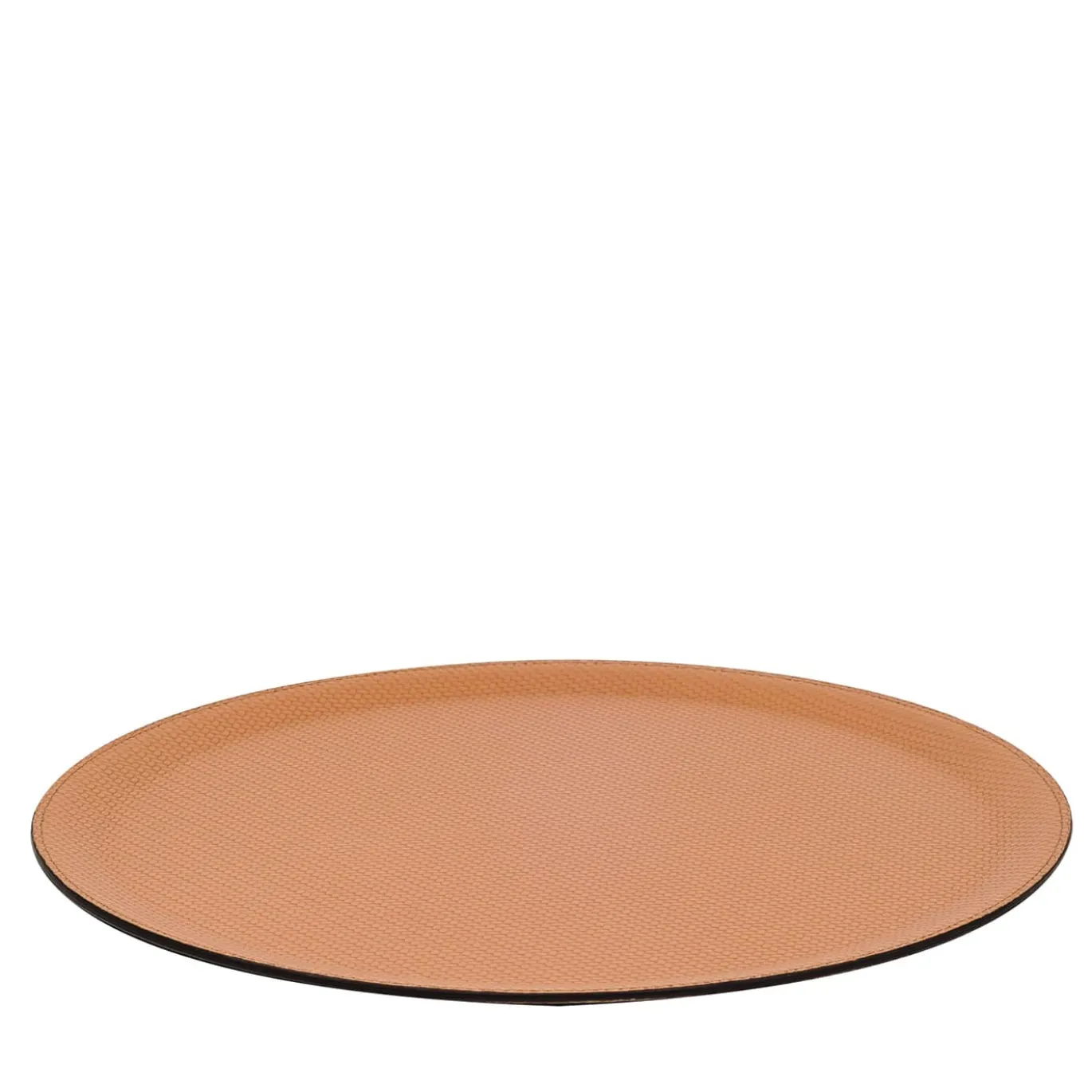 Vassoio Victor tondo in pelle camel