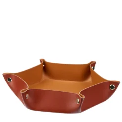 Videpoche in pelle bordeaux e cognac