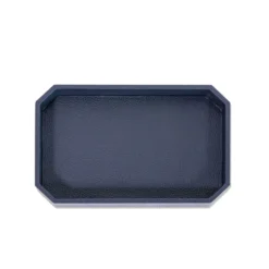 Vide-poche media Del Monte in legno e pelle blu Capri