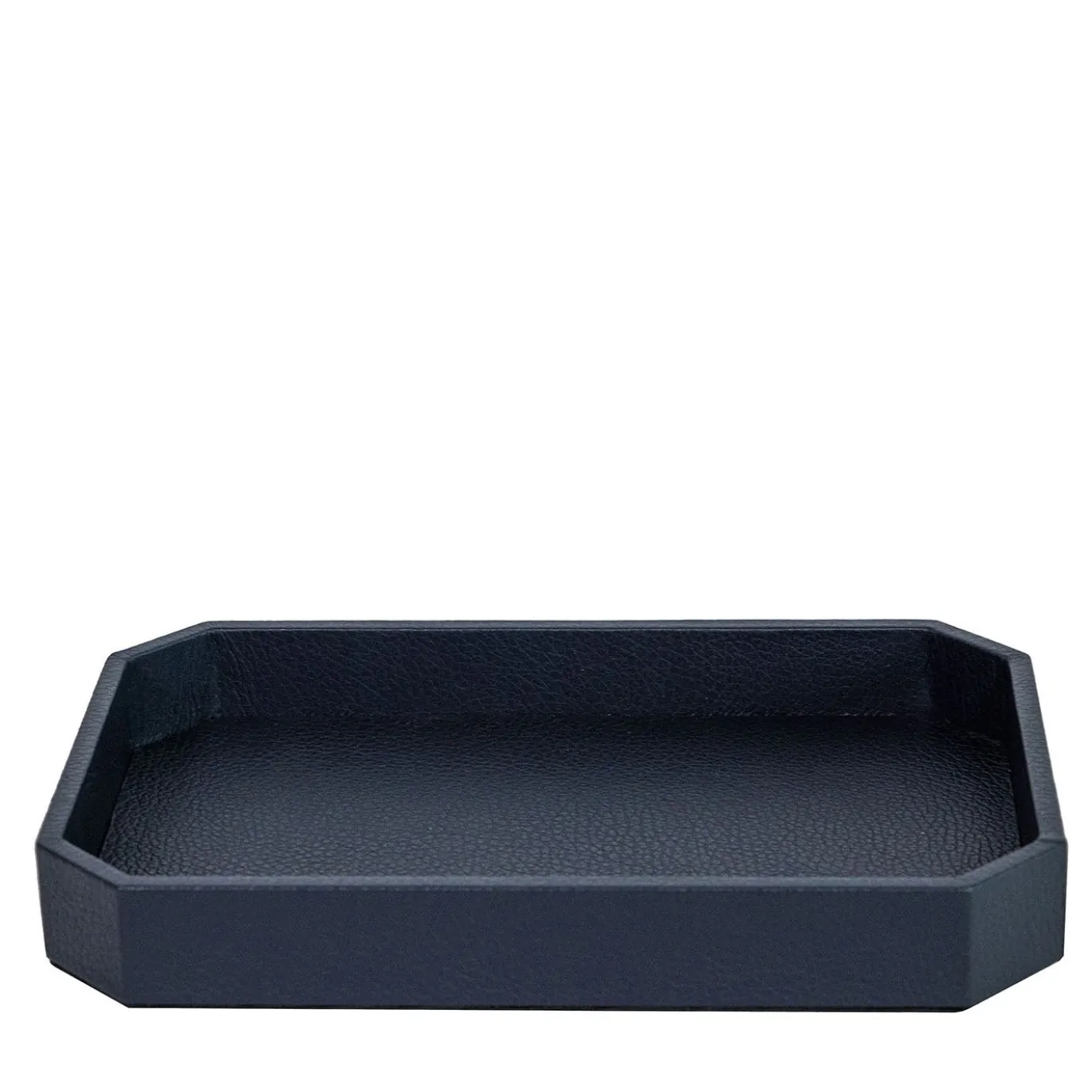 Vide-poche media Del Monte in legno e pelle blu Capri