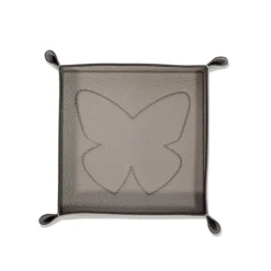 Vide-Poche Michelangelo Butterfly in pelle grigio luna