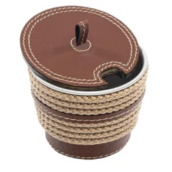 Zuccheriera in ecopelle beige con inserti in corda